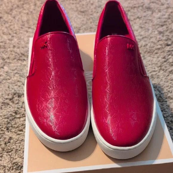 MICHAEL Michael Kors Bright Red Keaton Slip-On Shoes - Picture 1 of 6